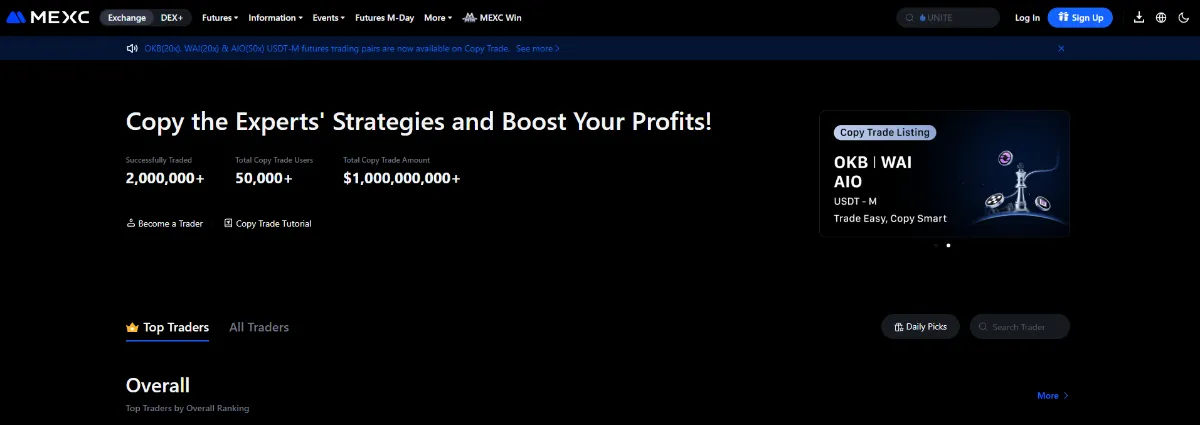 MEXC Copy Trading overview 2025 – Spot and Futures with low minimum deposit