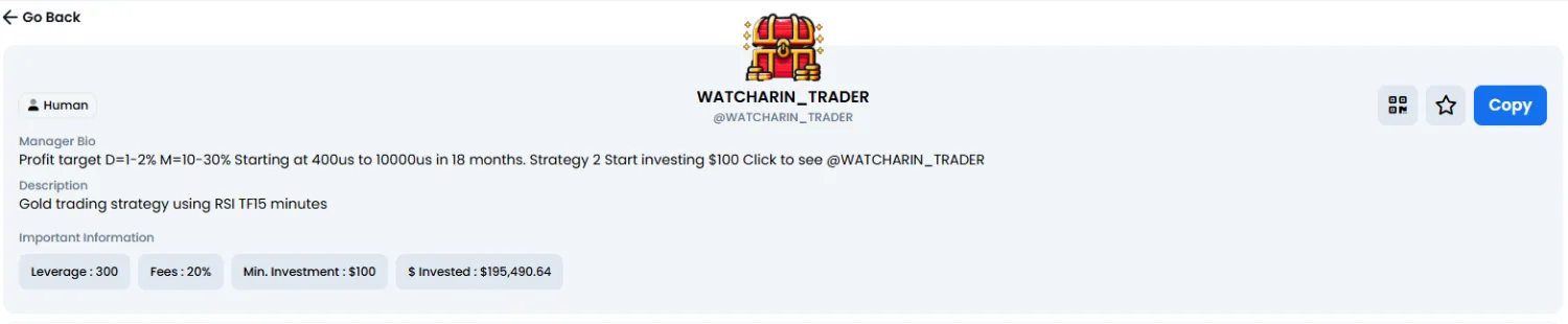 WATCHARIN_TRADER profile overview on XM Copy Trading platform